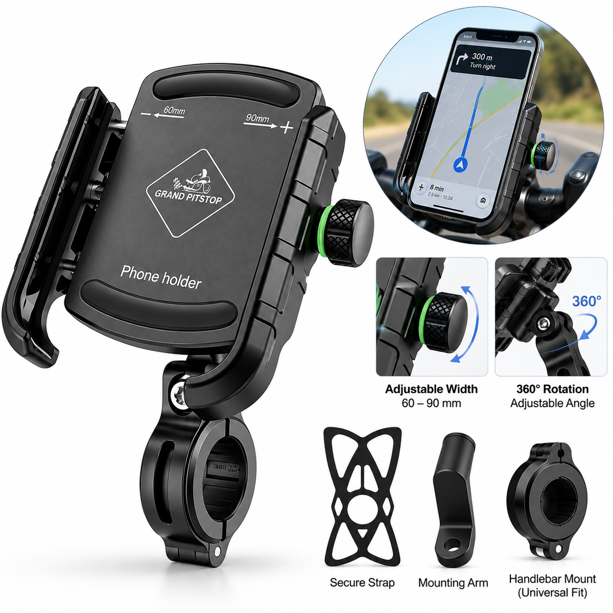 Adjustable Motorcycle & Bicycle Phone Holder