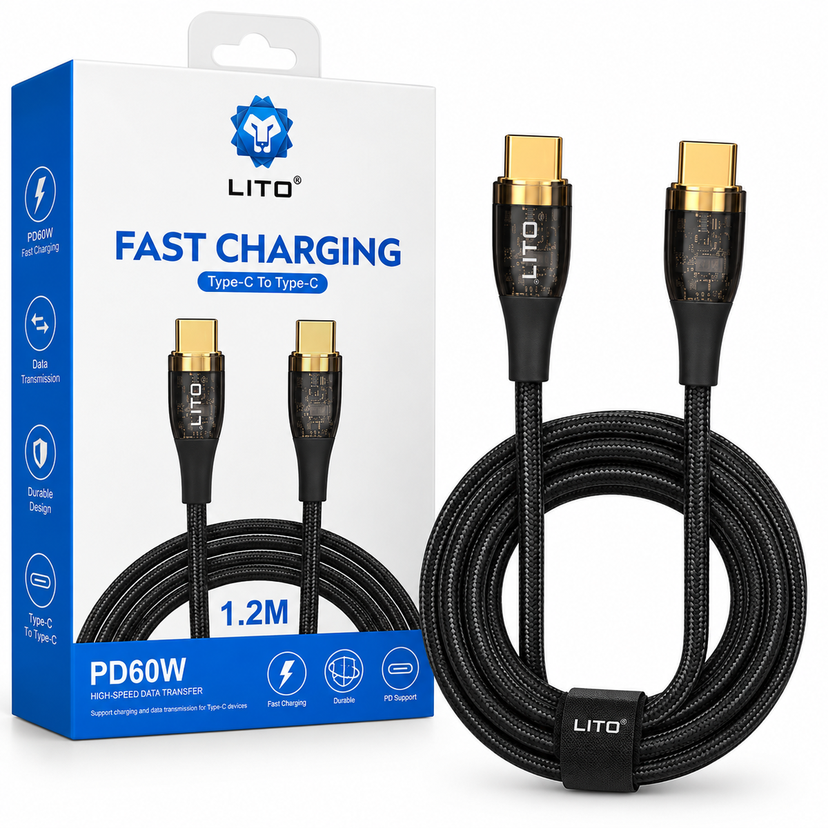 LITO 60W USB-C to USB-C Fast Charging Cable
