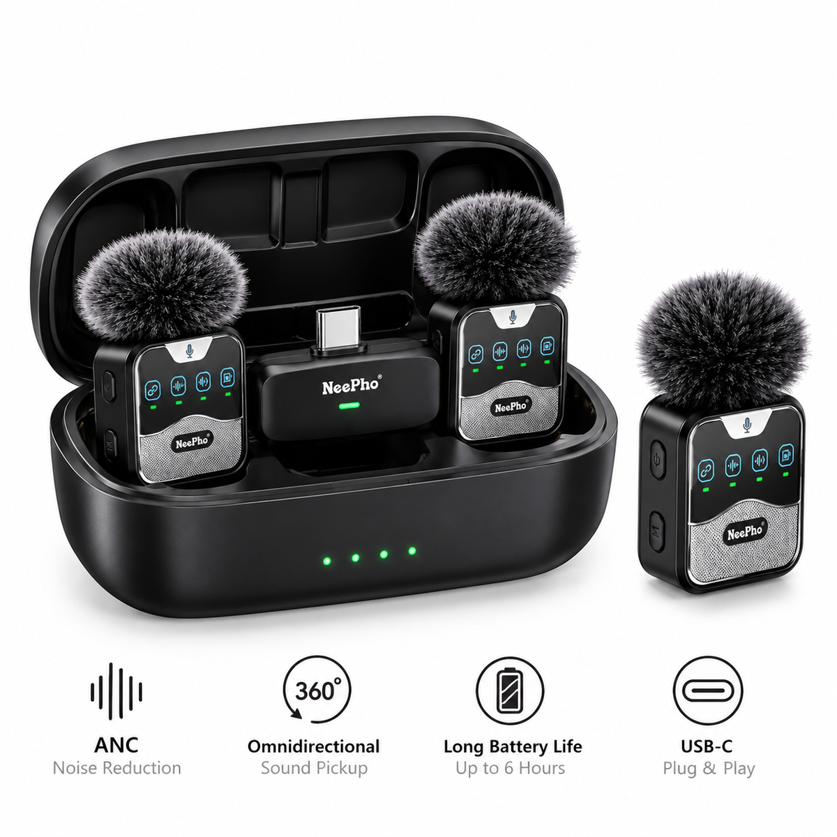 NeePho Collar Clip Wireless Microphone