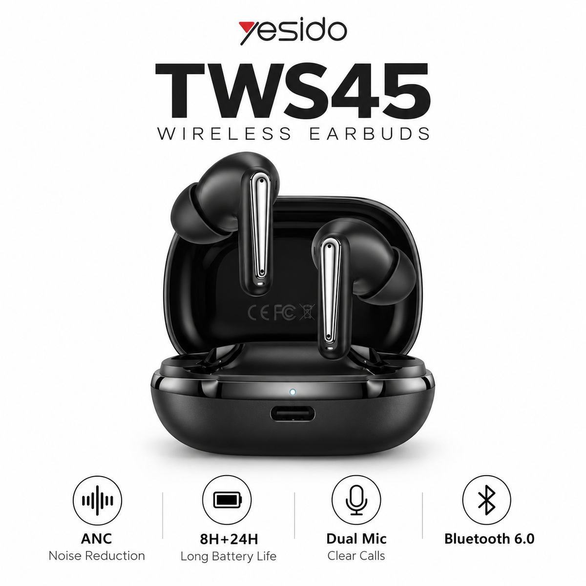 Yesido TWS45 ANC + ENC Wireless Earbuds