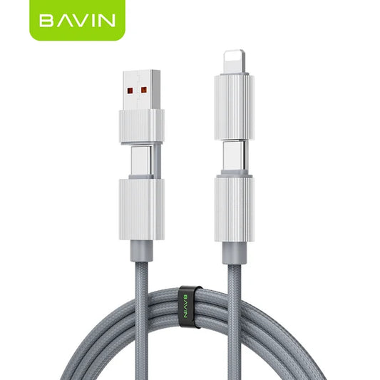 BAVIN CB392 240W 4-in-1 Fast Charging & Data Cable – USB-A / USB-C / Lightning