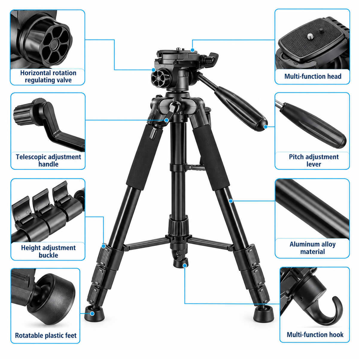 NeePho 8820 Professional Camera & Smartphone Tripod – 150cm