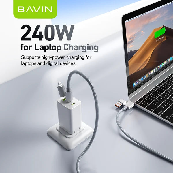 BAVIN CB392 240W 4-in-1 Fast Charging & Data Cable – USB-A / USB-C / Lightning