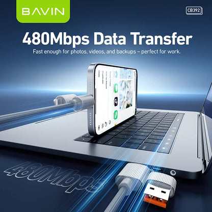 BAVIN CB392 240W 4-in-1 Fast Charging & Data Cable – USB-A / USB-C / Lightning