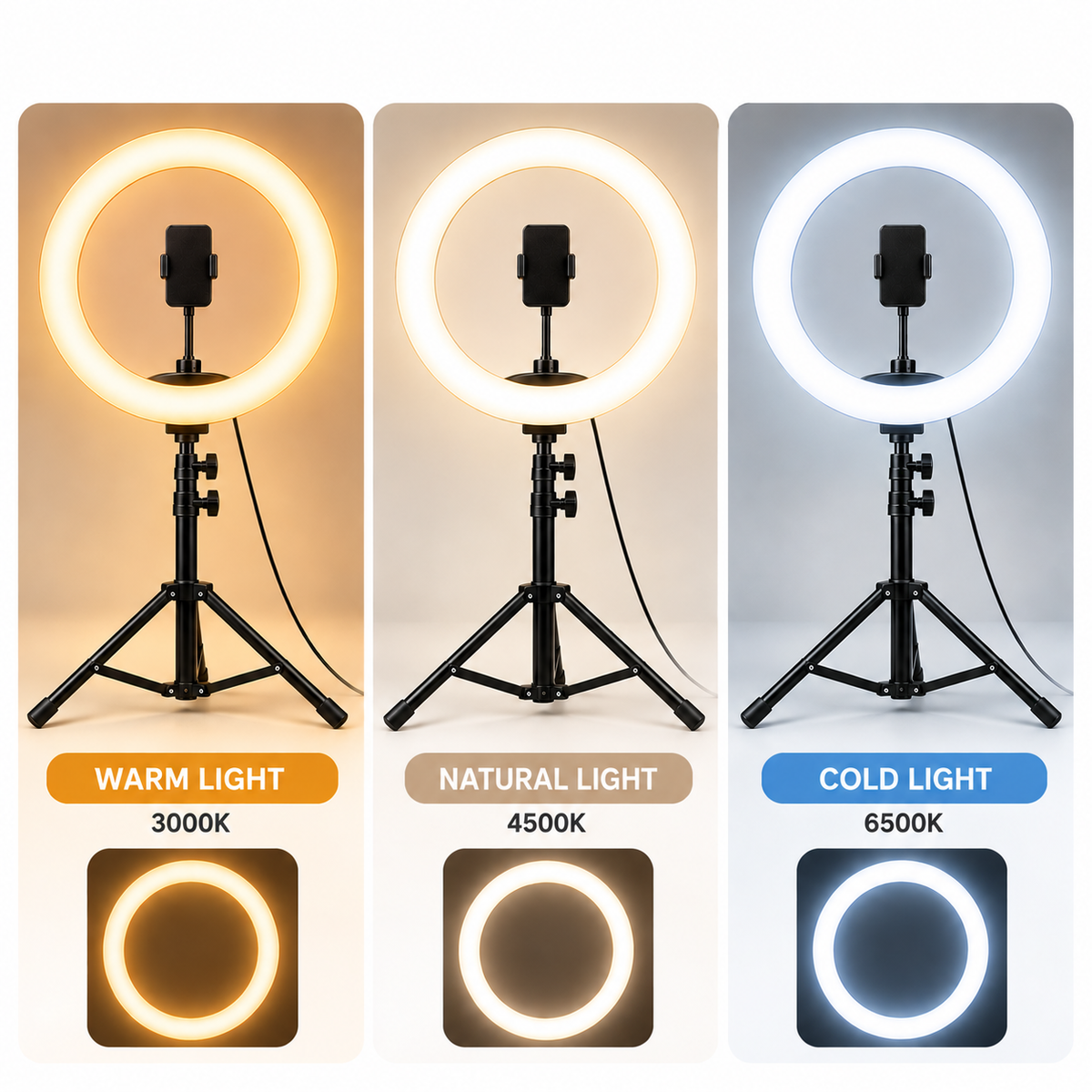 LED Ring Light with Tripod & Phone Holder