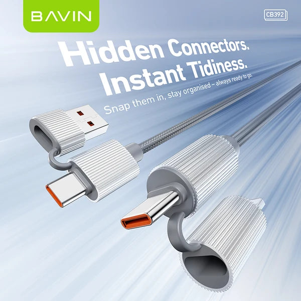 BAVIN CB392 240W 4-in-1 Fast Charging & Data Cable – USB-A / USB-C / Lightning