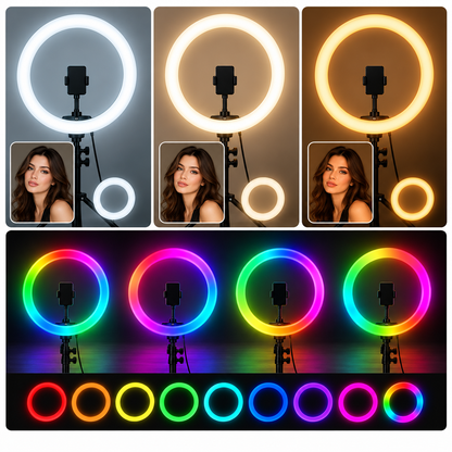 RGB LED Ring Light with Tripod & Phone Holder