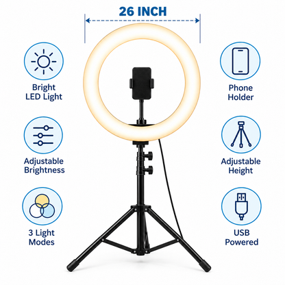 LED Ring Light with Tripod & Phone Holder