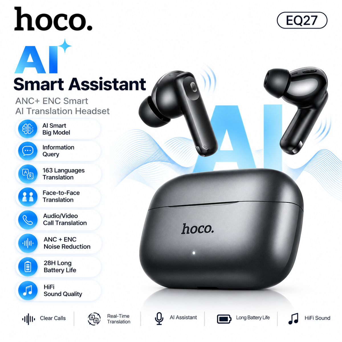Hoco EQ27 AI Translation Wireless Earbuds