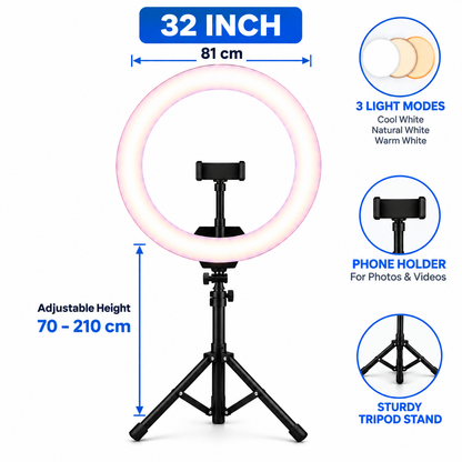 Professional LED Ring Light with Adjustable Tripod Stand & Phone Holder