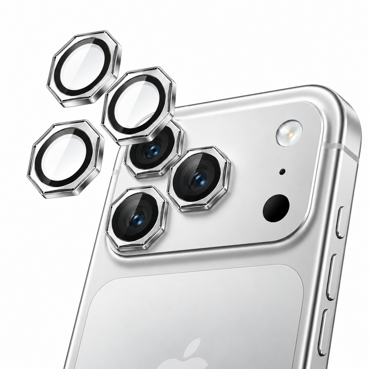 YICREEN Lens Shield – Premium Camera Lens Protector for iPhone 17 Pro / 17 Pro Max (Silver)