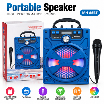 MH-66BT 5" Portable Wireless Speaker – RGB LED Speaker with Microphone