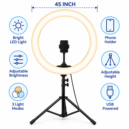 LED Ring Light with Tripod & Phone Holder