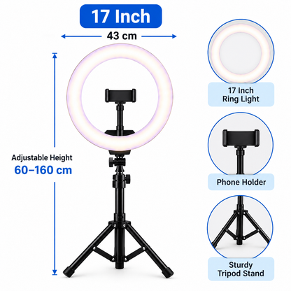 Professional LED Ring Light with Adjustable Tripod Stand & Phone Holder