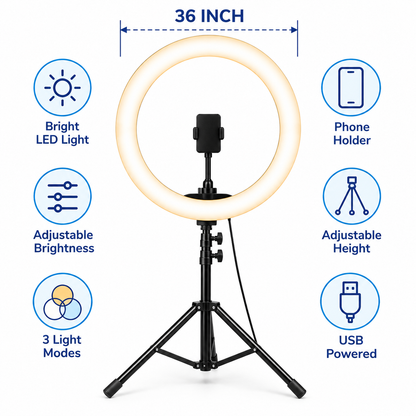 LED Ring Light with Tripod & Phone Holder
