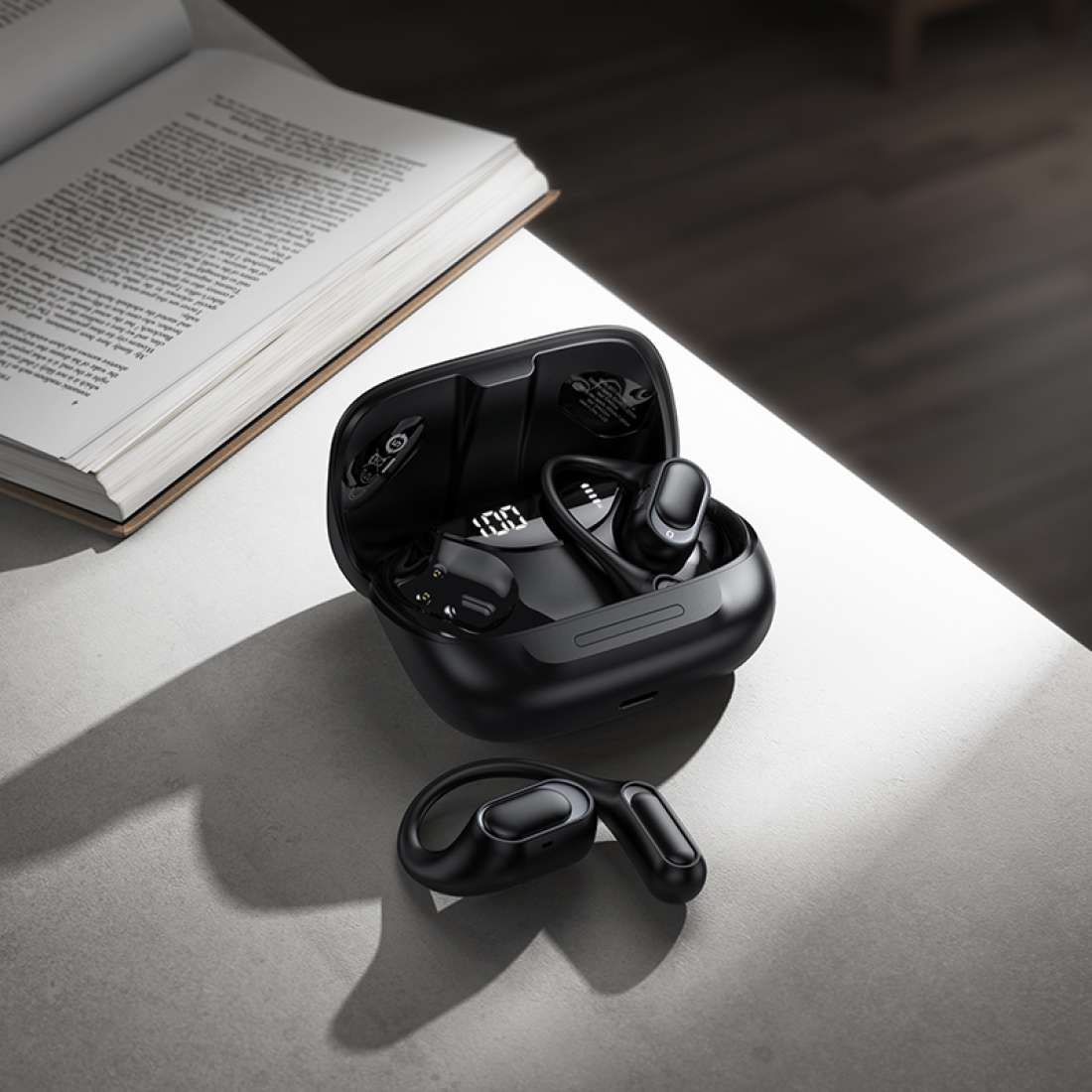 HOCO EA11 Digital Display Open-Ear Wireless Earbuds – 8H Battery Life & Comfortable Ear-Hook Design