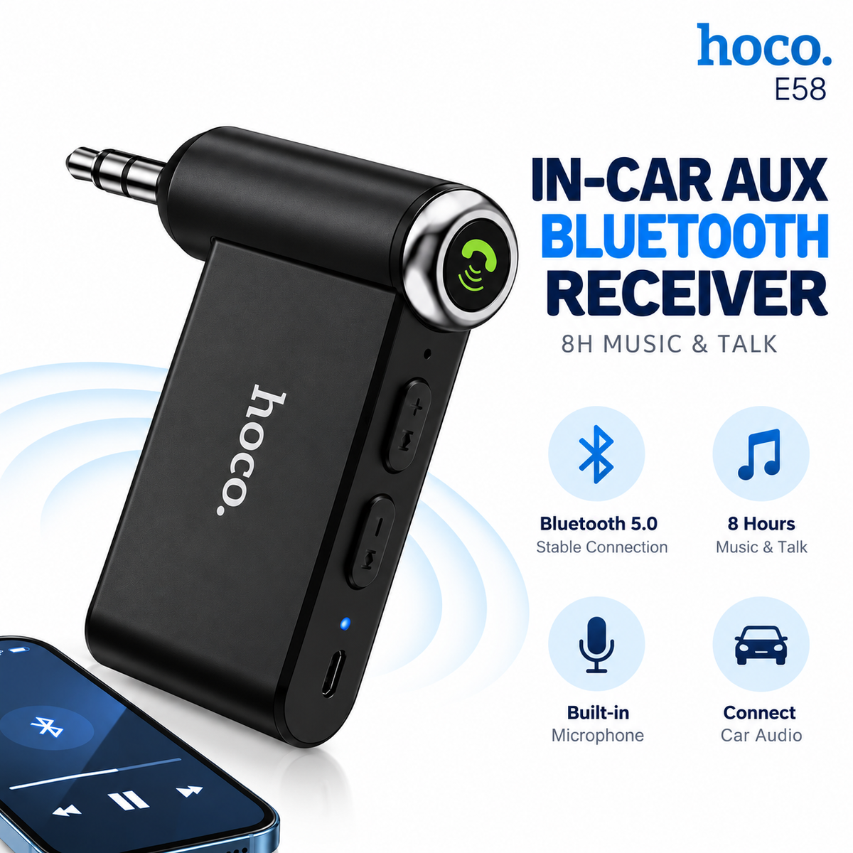 HOCO E58 In-Car AUX Wireless Receiver