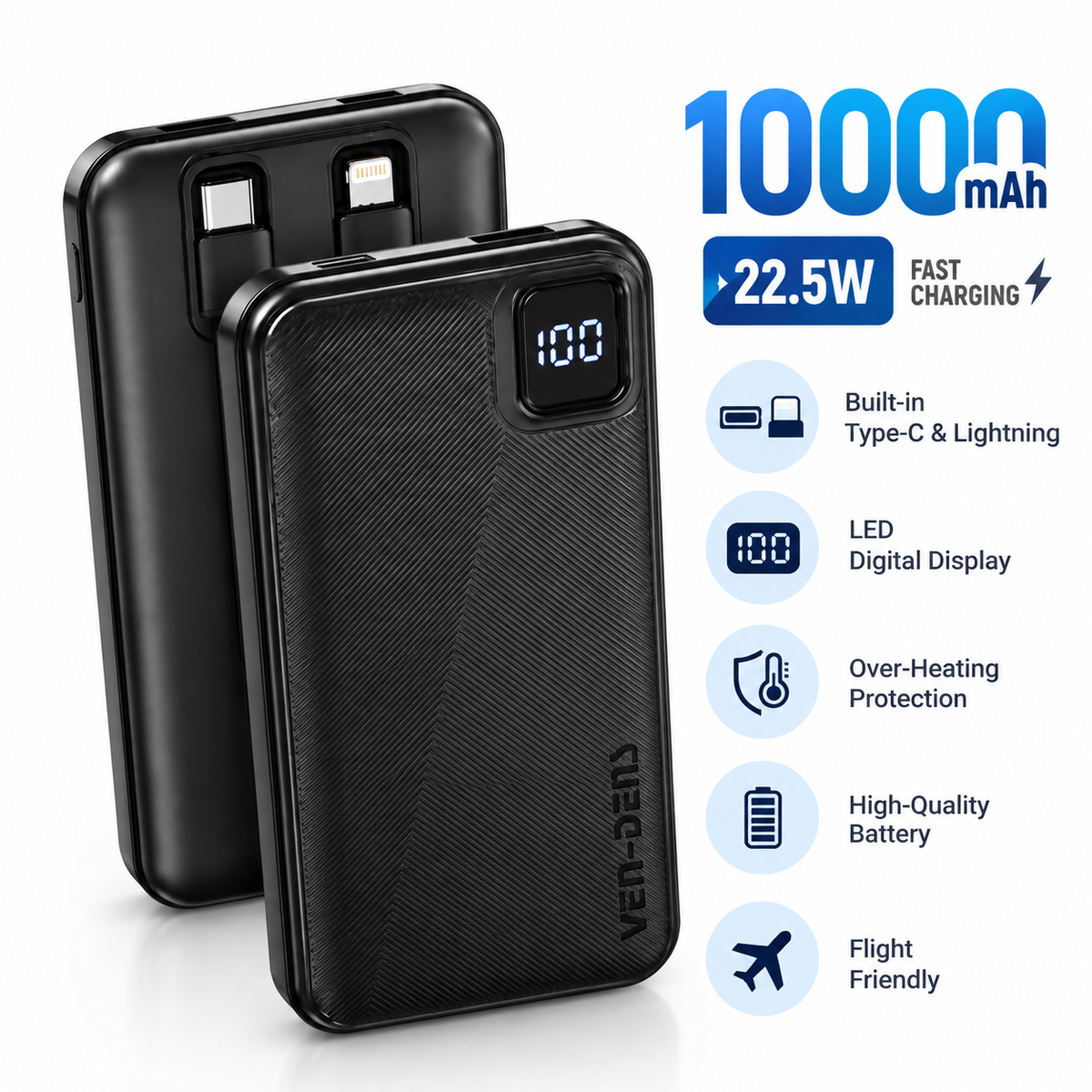 VEN-DENS VD-PB060 10000mAh Power Bank – 22.5W