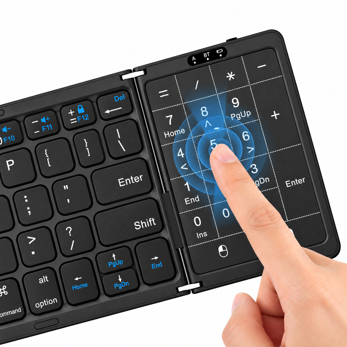 Porodo Minima Slim Folding Keyboard – Bluetooth 5.0 with Integrated Numpad & Touchpad