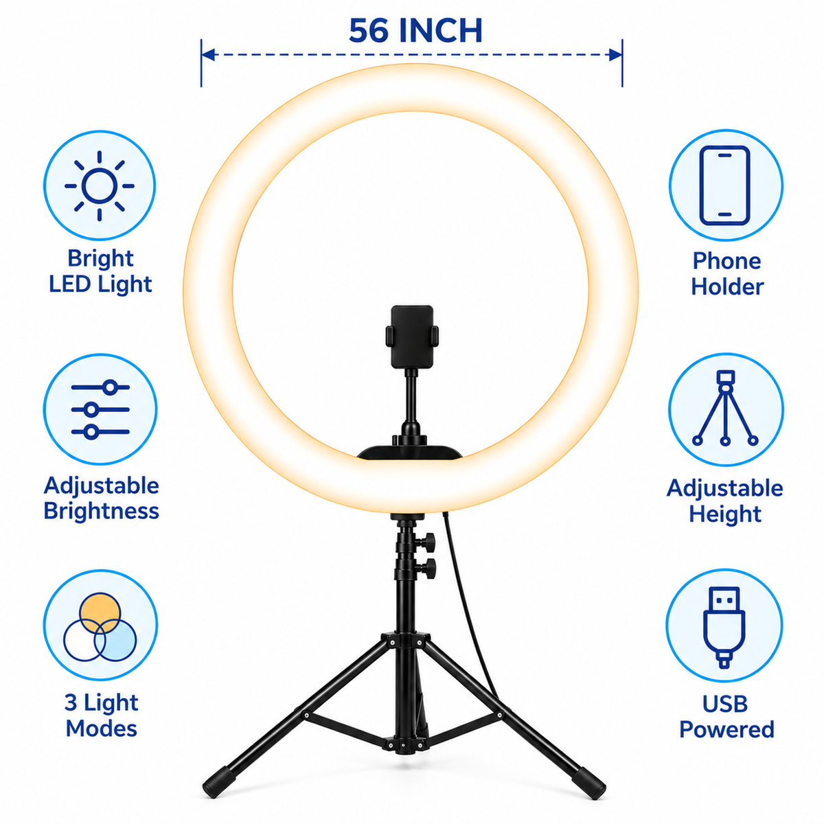 LED Ring Light with Tripod & Phone Holder