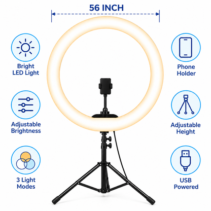 LED Ring Light with Tripod & Phone Holder