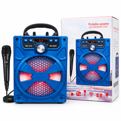 MH-66BT 5" Portable Wireless Speaker – RGB LED Speaker with Microphone