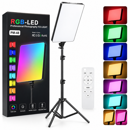 PM-48 RGB LED Professional Photography Fill Light with Tripod & Remote Control