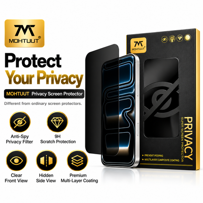 MOHTUUT Privacy Screen Protector for iPhone 17 Pro Max – 9H Anti-Spy Tempered Glass