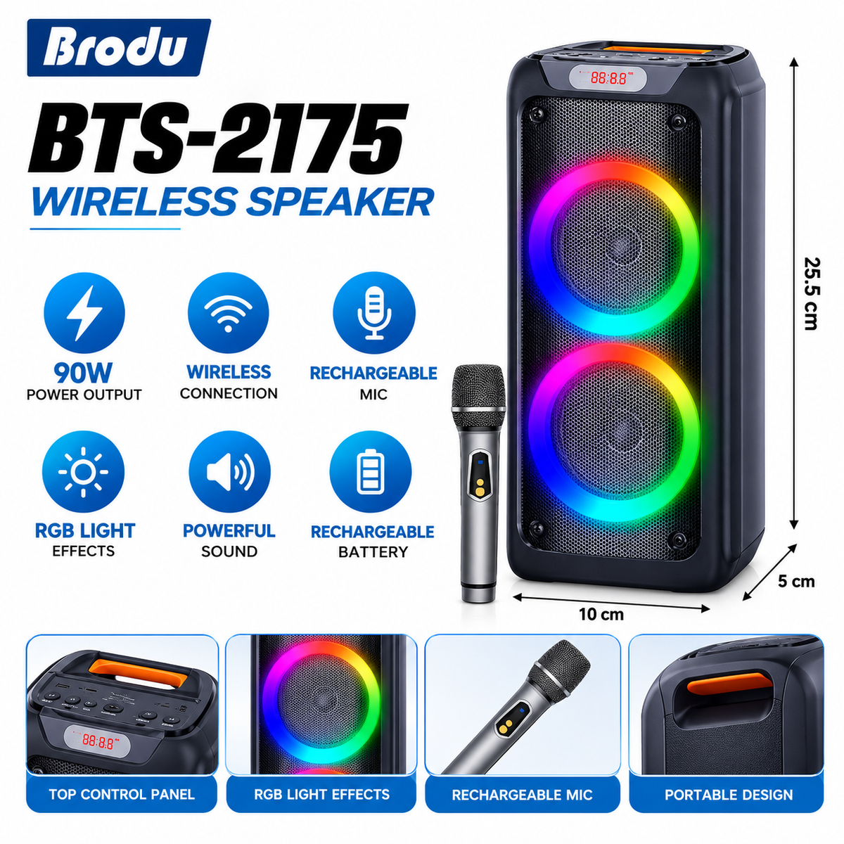 Brodu iKaraoke Box BTS-2175 Dual 10" RGB Speaker