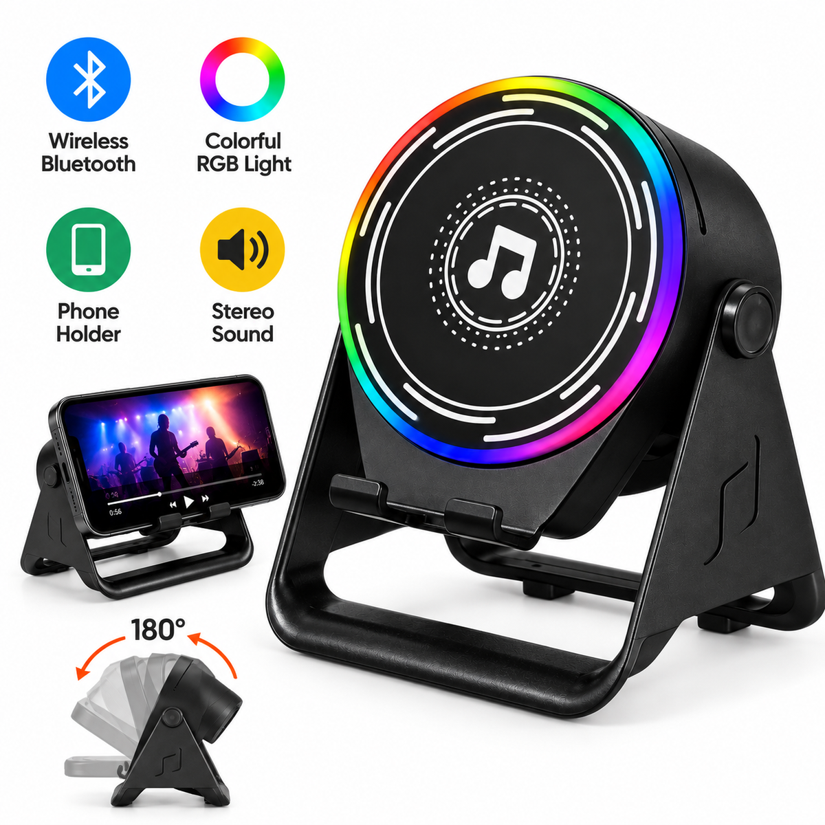 Mobile Phone Bluetooth Speaker Stand with RGB Light