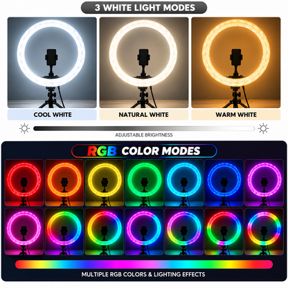 3D RGB Ring Light with Tripod & Remote Control