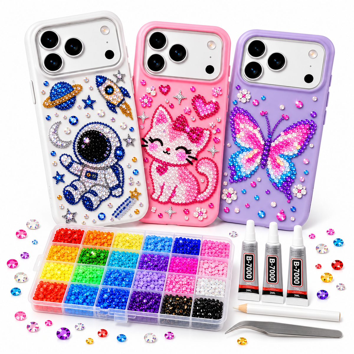 DIY Crystal iPhone Case Kit – 3 Silicone Covers
