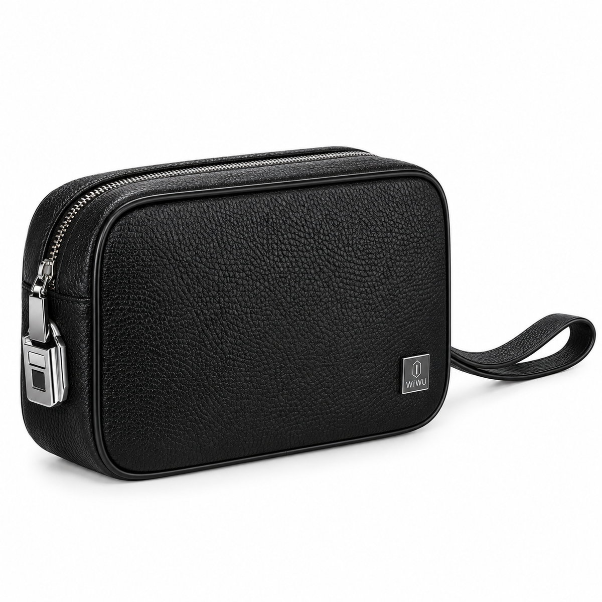 WiWU Master Genuine Leather Fingerprint Lock Pouch – Black