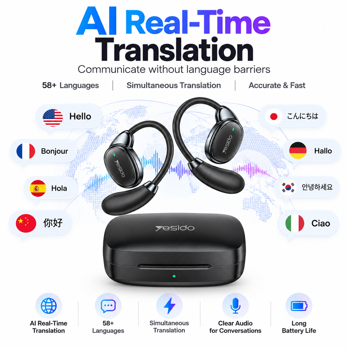 Yesido YSP33 AI Translation Earbuds
