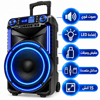 Meirende MRD-303 15" Speaker with 2 Wireless Mics