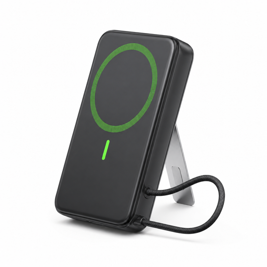TRANYOO Magnetic Wireless Power Bank with Stand & Built-In USB-C Cable