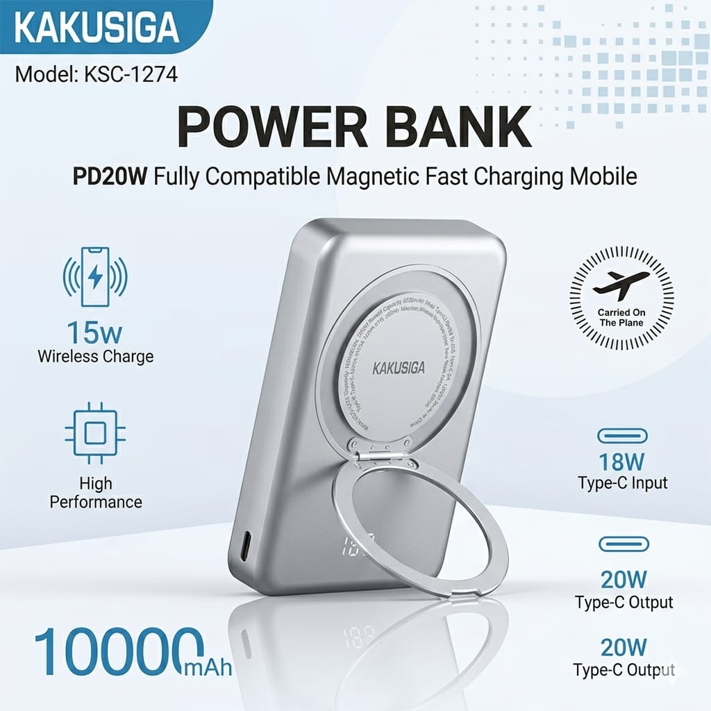 Kakusiga KSC-1274 Magnetic Power Bank 10000mAh